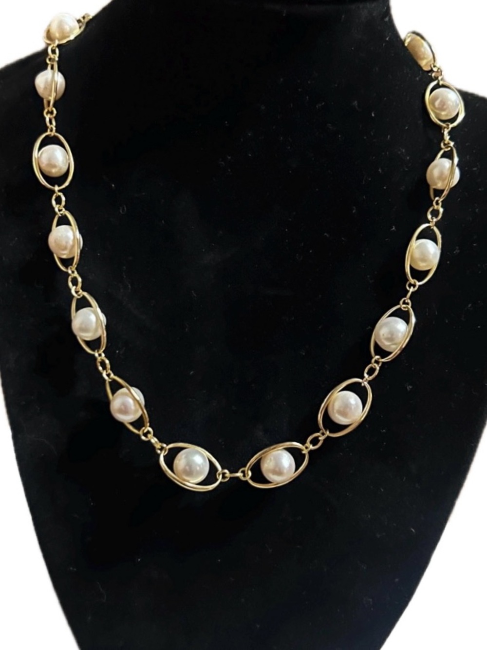 New ~. 925 Sterling Silver (14K Gold) & Pearl Cubic Zirconia Adjustable Necklace